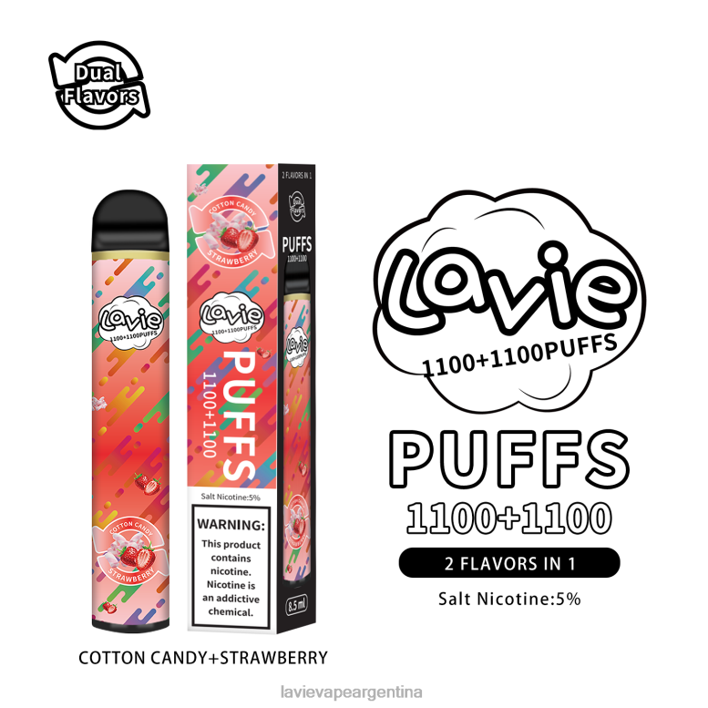 LAVIE Vape Review - LAVIE BAR Switch 2200 bocanadas algodon de azucar/fresa VL028293